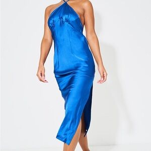 Royal blue satin dress